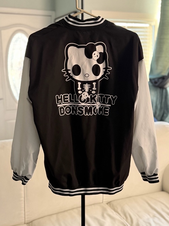 Hello Kitty Jackets & Blazers - Hello Kitty x DonSmoke Black and White Varsity Jacket with Skull Graphic M/L